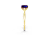 Yellow gold Emerald Cut Amethyst Solitaire Engagement Ring with Cathedral Setting and Four-Prong Mount_32