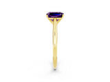 Yellow gold Emerald Cut Amethyst Solitaire Engagement Ring with Cathedral Setting and Four-Prong Mount_68