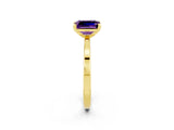 Yellow gold Emerald Cut Amethyst Solitaire Engagement Ring with Classic Band and Four-Prong Setting_26
