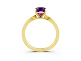 Yellow gold Emerald Cut Amethyst Solitaire Engagement Ring with Classic Band and Four-Prong Setting_27