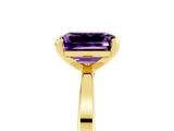 Yellow gold Emerald Cut Amethyst Solitaire Engagement Ring with Classic Band and Four-Prong Setting_29