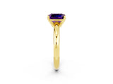 Yellow gold Emerald Cut Amethyst Solitaire Engagement Ring with Round Band and Four-Prong Setting_2