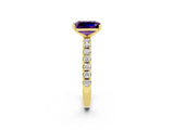 Yellow gold Emerald Cut Amethyst Solitaire Pavé Band with Four-Prong Setting_2