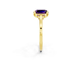 Yellow gold Emerald Cut Amethyst Solitaire Ring with Flower Prong Setting and Classic Band_14
