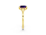 Yellow gold Emerald Cut Amethyst Solitaire Ring with Flower Prong Setting and Classic Band_38