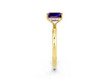 Yellow gold Emerald Cut Amethyst Solitaire Ring with Thin Band and Four-Prong Setting_14