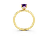 Yellow gold Emerald Cut Amethyst Solitaire Ring with Thin Band and Four-Prong Setting_15