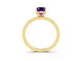 Yellow gold Emerald Cut Amethyst Solitaire Ring with Thin Band and Prong Setting_15