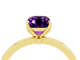 Yellow gold Emerald Cut Amethyst Solitaire Ring with Thin Band and Prong Setting_16