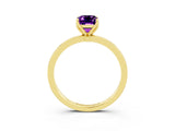 Yellow gold Emerald Cut Amethyst Solitaire Ring with Thin Band and Prong Setting_27