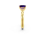 Yellow gold Emerald Cut Amethyst Solitaire Twist Band Prong Setting Ring_50