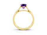 Yellow gold Emerald Cut Amethyst Solitaire Twist Band Prong Setting Ring_51