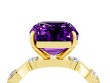 Yellow gold Emerald Cut Amethyst Solitaire Twisted Band with Round  Accents and Prong Setting_16