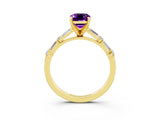 Yellow gold Emerald Cut Amethyst Solitaire with Side Baguettes and Channel Set Band_3