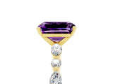 Yellow gold Emerald Cut Amethyst Solitaire with Side Stones on a Pavé Band and Four-Prong Setting_5