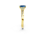 Yellow gold Emerald Cut Aquamarine Engagement Ring with Side Stone Accents and Four-Prong Setting_29
