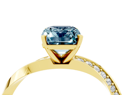 Yellow gold Emerald Cut Aquamarine Engagement Ring with Side Stone Accents and Four-Prong Setting_31