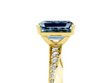 Yellow gold Emerald Cut Aquamarine Engagement Ring with Side Stone Accents and Four-Prong Setting_32