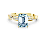 Yellow gold Emerald Cut Aquamarine Engagement Ring with Side Stone Accents and Four-Prong Setting_60
