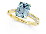 Yellow gold Emerald Cut Aquamarine Engagement Ring with Side Stone Accents and Four-Prong Setting_61