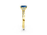 Yellow gold Emerald Cut Aquamarine Engagement Ring with Side Stone Accents and Four-Prong Setting_62