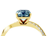 Yellow gold Emerald Cut Aquamarine Engagement Ring with Side Stone Accents and Four-Prong Setting_64