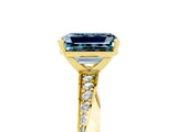 Yellow gold Emerald Cut Aquamarine Engagement Ring with Side Stone Accents and Four-Prong Setting_65
