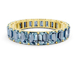 Yellow gold Emerald Cut Aquamarine Eternity Band with Shared Prong Setting_6
