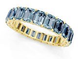 Yellow gold Emerald Cut Aquamarine Eternity Band with Shared Prong Setting_7