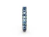 Yellow gold Emerald Cut Aquamarine Eternity Band with Shared Prong Setting_8