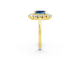 Yellow gold Emerald Cut Aquamarine Floral Double Halo Engagement Ring with Prong Setting_62