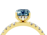 Yellow gold Emerald Cut Aquamarine Pave Band Solitaire Ring with Four-Prong Setting_28