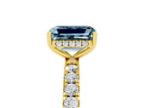 Yellow gold Emerald Cut Aquamarine Pave Band Solitaire Ring with Four-Prong Setting_29