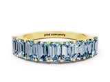 Yellow gold Emerald Cut Aquamarine Prong-Set Eternity Band_6