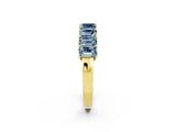 Yellow gold Emerald Cut Aquamarine Prong-Set Eternity Band_8