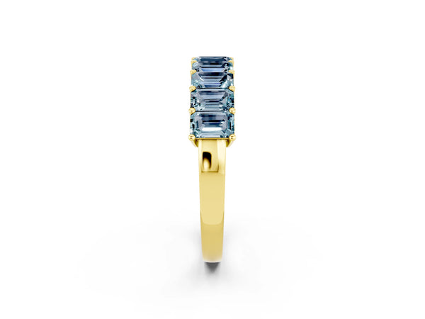 Yellow gold Emerald Cut Aquamarine Prong-Set Eternity Band