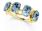 Yellow gold Emerald Cut Aquamarine Prong-Set Half Eternity Band_19