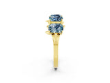 Yellow gold Emerald Cut Aquamarine Prong-Set Half Eternity Band_20