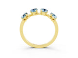 Yellow gold Emerald Cut Aquamarine Prong-Set Half Eternity Band_21