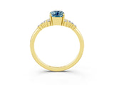 Yellow gold Emerald Cut Aquamarine Ring with Side Stones and Four-Prong Setting_39