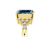 Yellow gold Emerald Cut Aquamarine Ring with Side Stones and Four-Prong Setting_41