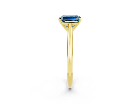 Yellow gold Emerald Cut Aquamarine Solitaire Engagement Ring with Cathedral Setting and Four-Prong Mount_14