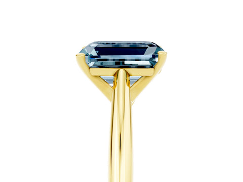 Yellow gold Emerald Cut Aquamarine Solitaire Engagement Ring with Cathedral Setting and Four-Prong Mount_17