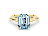 Yellow gold Emerald Cut Aquamarine Solitaire Engagement Ring with Cathedral Setting and Four-Prong Mount_24