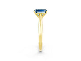 Yellow gold Emerald Cut Aquamarine Solitaire Engagement Ring with Cathedral Setting and Four-Prong Mount_26