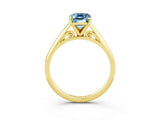 Yellow gold Emerald Cut Aquamarine Solitaire Engagement Ring with Cathedral Setting and Four-Prong Mount_27