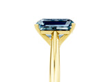 Yellow gold Emerald Cut Aquamarine Solitaire Engagement Ring with Cathedral Setting and Four-Prong Mount_29