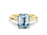 Yellow gold Emerald Cut Aquamarine Solitaire Engagement Ring with Cathedral Setting and Four-Prong Mount_30