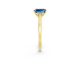 Yellow gold Emerald Cut Aquamarine Solitaire Engagement Ring with Cathedral Setting and Four-Prong Mount_32