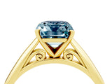 Yellow gold Emerald Cut Aquamarine Solitaire Engagement Ring with Cathedral Setting and Four-Prong Mount_34